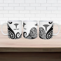 Personalised New Zealand Nurse Ceramic Mug Maori Koru Black Version
