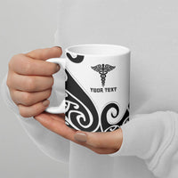 Personalised New Zealand Nurse Ceramic Mug Maori Koru Black Version