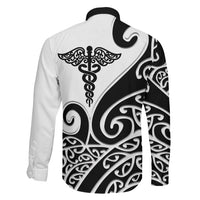 Personalised New Zealand Nurse Family Matching Puletasi and Hawaiian Shirt Maori Koru Black Version