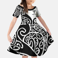 Personalised New Zealand Nurse Family Matching Summer Maxi Dress and Hawaiian Shirt Maori Koru Black Version LT05 Daughter's Dress Black - Polynesian Pride