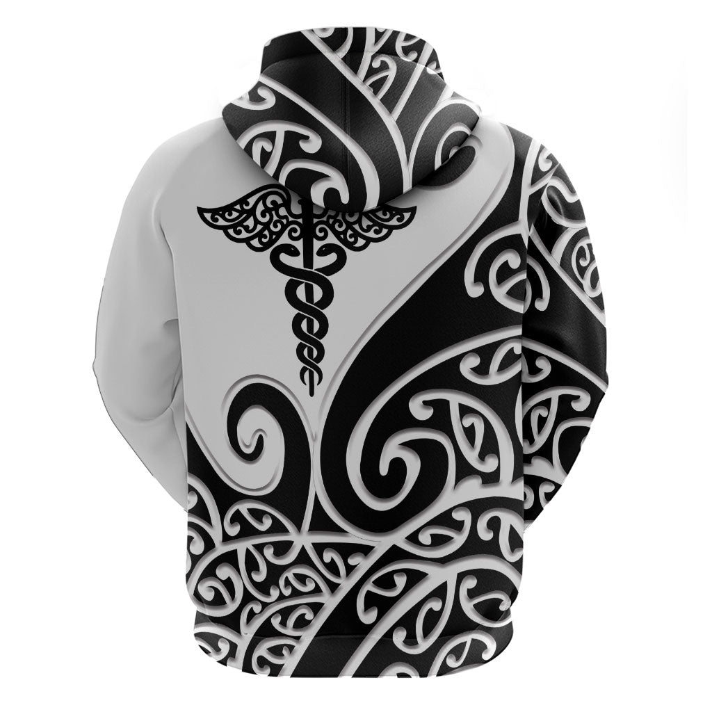 Personalised New Zealand Nurse Hoodie Maori Koru Black Version LT05 - Polynesian Pride