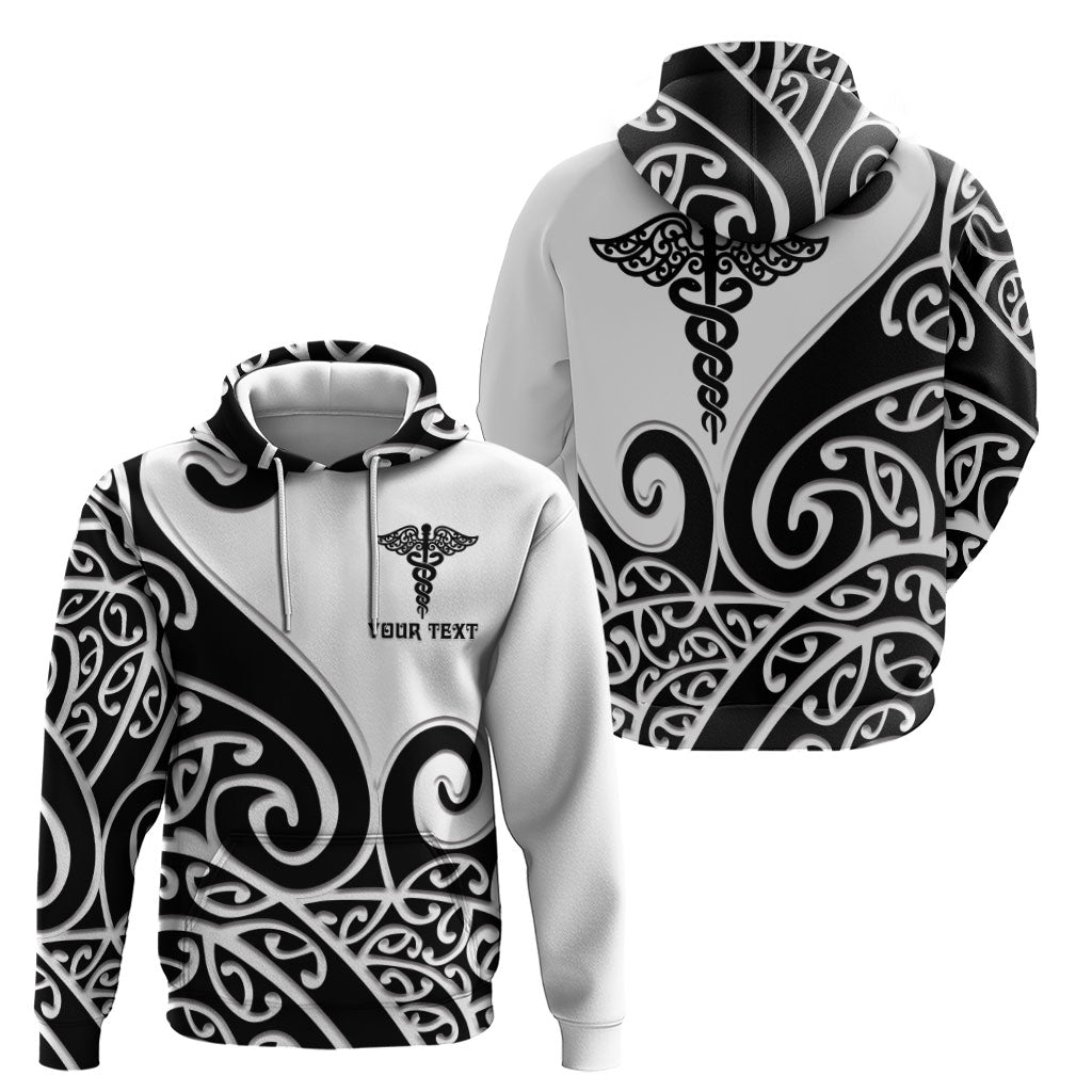Personalised New Zealand Nurse Hoodie Maori Koru Black Version LT05 - Polynesian Pride