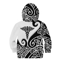 Personalised New Zealand Nurse Kid Hoodie Maori Koru Black Version