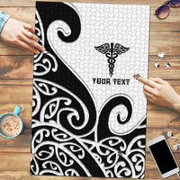 Personalised New Zealand Nurse Puzzle Maori Koru Black Version