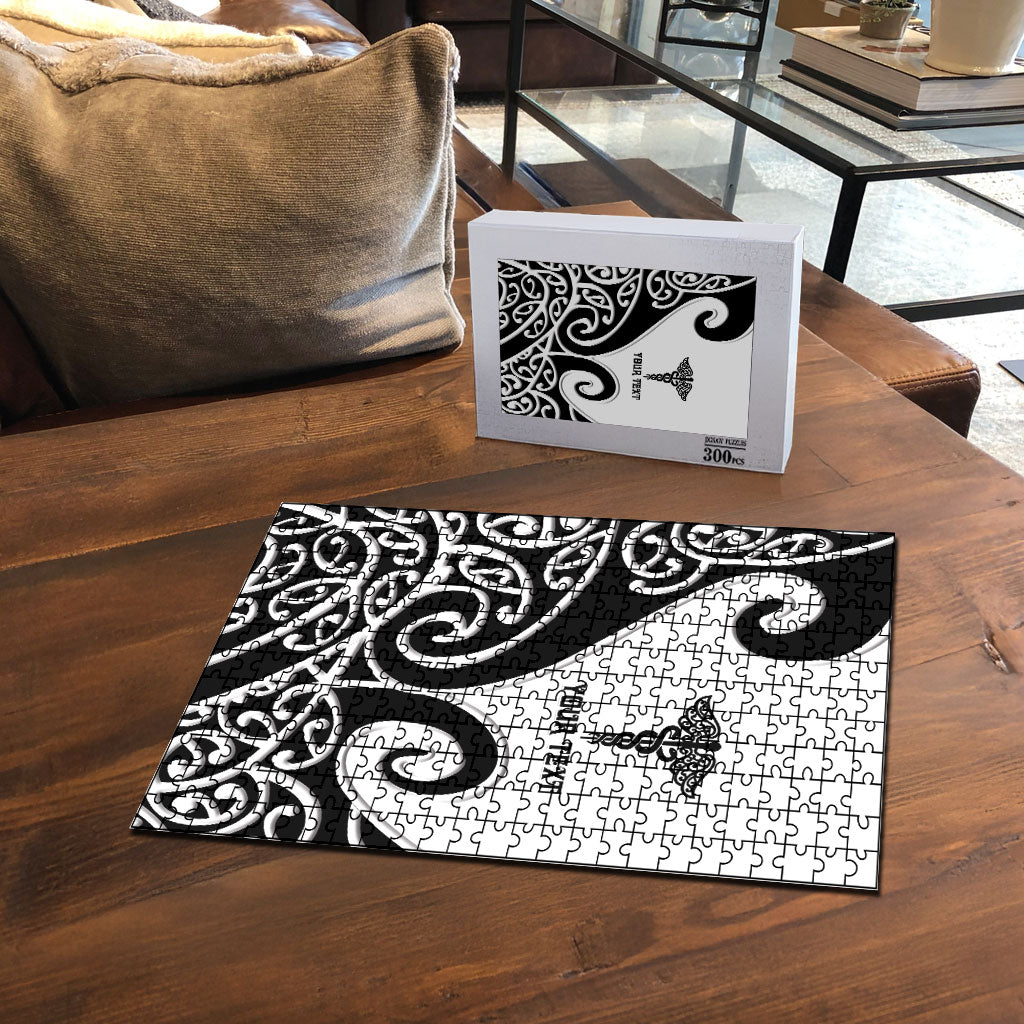 Personalised New Zealand Nurse Puzzle Maori Koru Black Version
