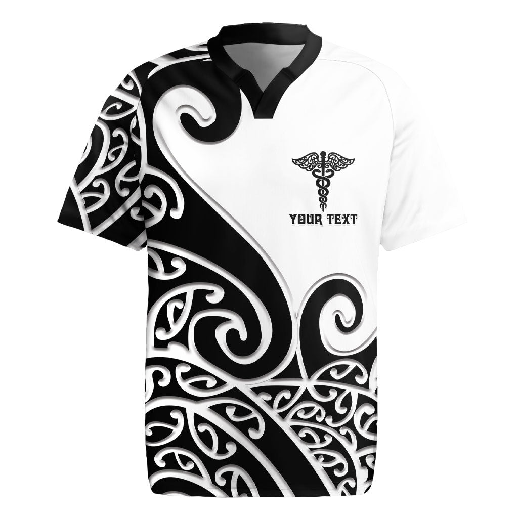 Personalised New Zealand Nurse Rugby Jersey Maori Koru Black Version LT05 Black - Polynesian Pride