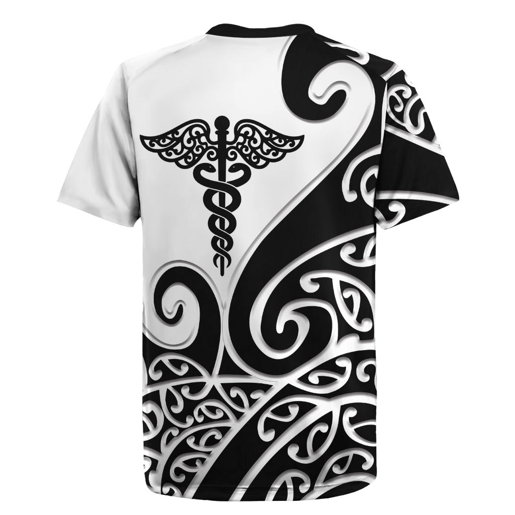 Personalised New Zealand Nurse Rugby Jersey Maori Koru Black Version LT05 - Polynesian Pride