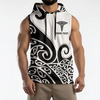 Personalised New Zealand Nurse Sleeveless Hoodie Maori Koru Black Version