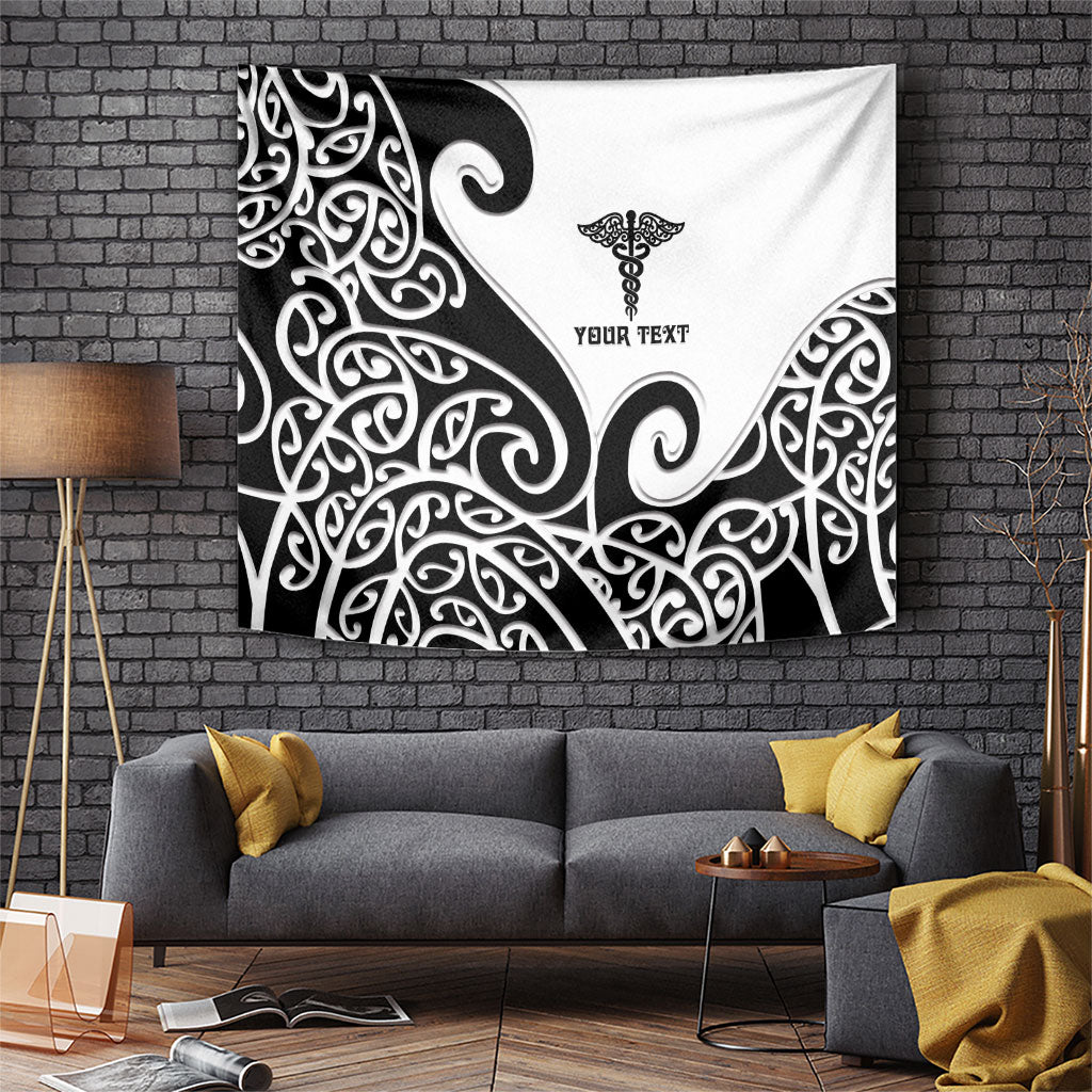 Personalised New Zealand Nurse Tapestry Maori Koru Black Version