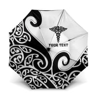 Personalised New Zealand Nurse Umbrella Maori Koru Black Version