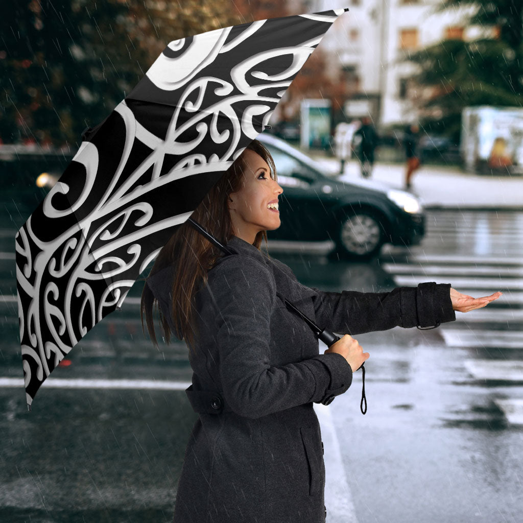 Personalised New Zealand Nurse Umbrella Maori Koru Black Version
