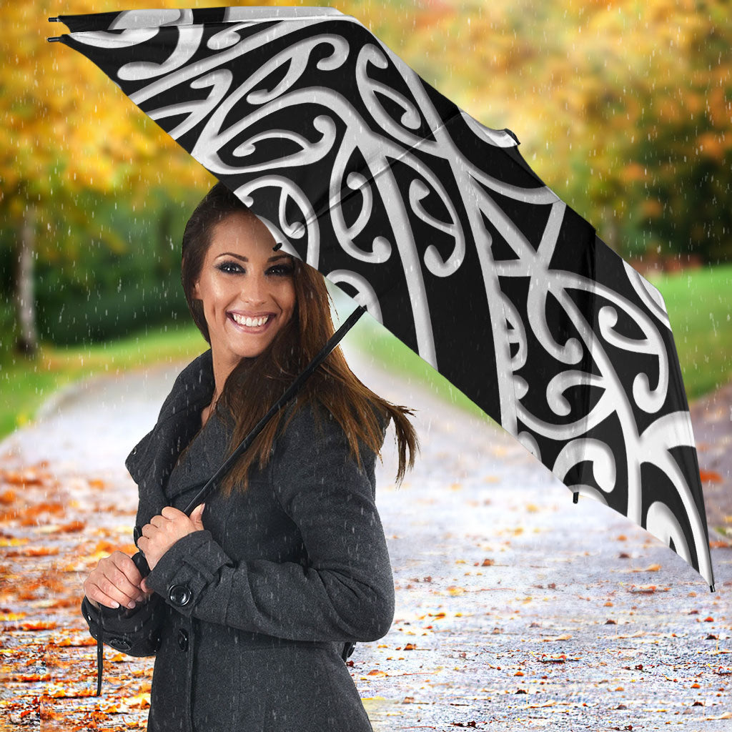 Personalised New Zealand Nurse Umbrella Maori Koru Black Version