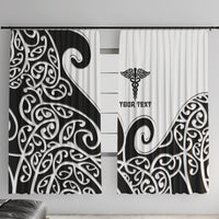 Personalised New Zealand Nurse Window Curtain Maori Koru Black Version LT05 With Hooks Black - Polynesian Pride