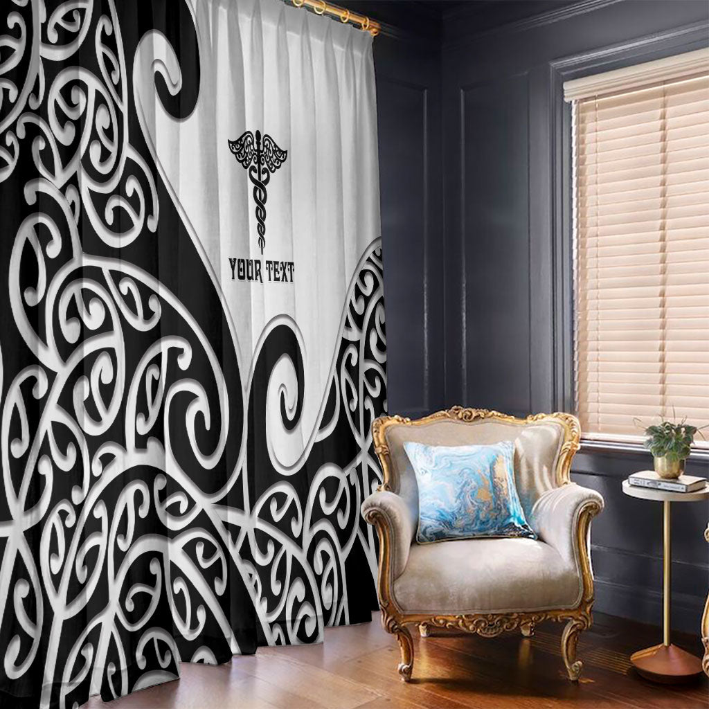 Personalised New Zealand Nurse Window Curtain Maori Koru Black Version LT05 - Polynesian Pride