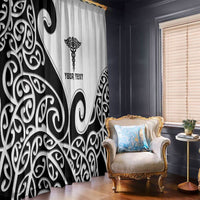 Personalised New Zealand Nurse Window Curtain Maori Koru Black Version LT05 - Polynesian Pride