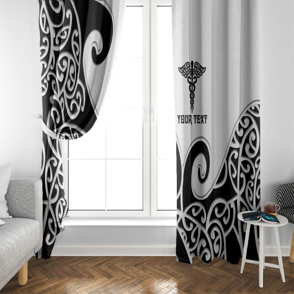 Personalised New Zealand Nurse Window Curtain Maori Koru Black Version LT05 - Polynesian Pride