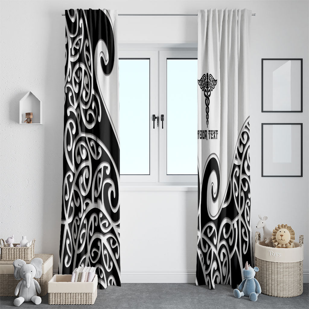 Personalised New Zealand Nurse Window Curtain Maori Koru Black Version LT05 - Polynesian Pride