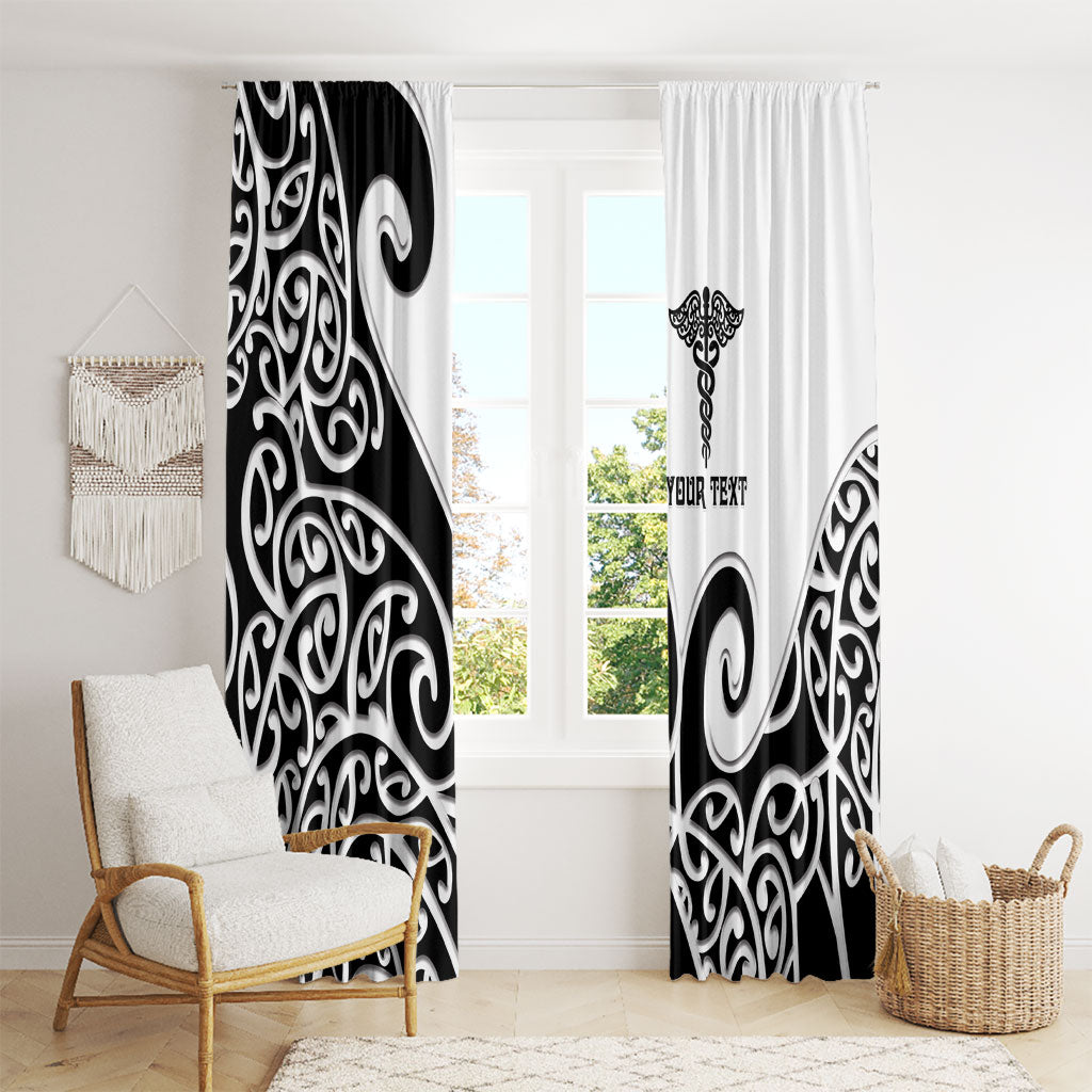 Personalised New Zealand Nurse Window Curtain Maori Koru Black Version LT05 - Polynesian Pride