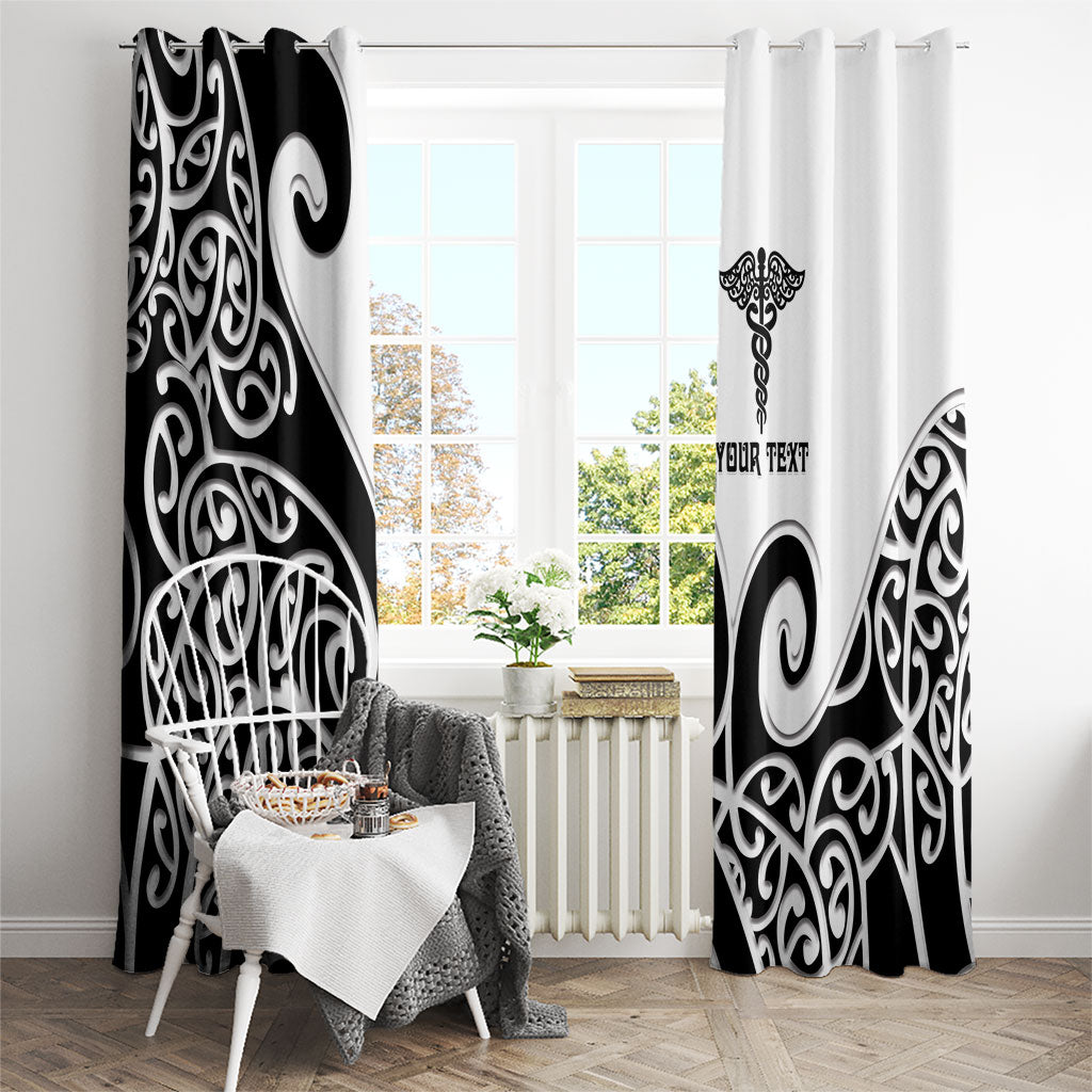 Personalised New Zealand Nurse Window Curtain Maori Koru Black Version LT05 - Polynesian Pride