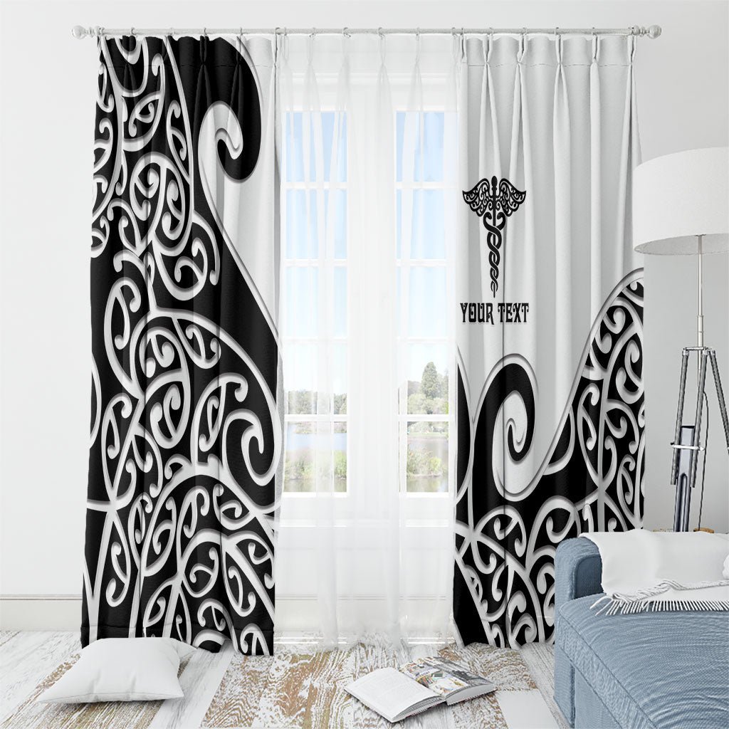 Personalised New Zealand Nurse Window Curtain Maori Koru Black Version LT05 - Polynesian Pride
