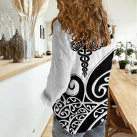 Personalised New Zealand Nurse Women Casual Shirt Maori Koru Black Version LT05 - Polynesian Pride
