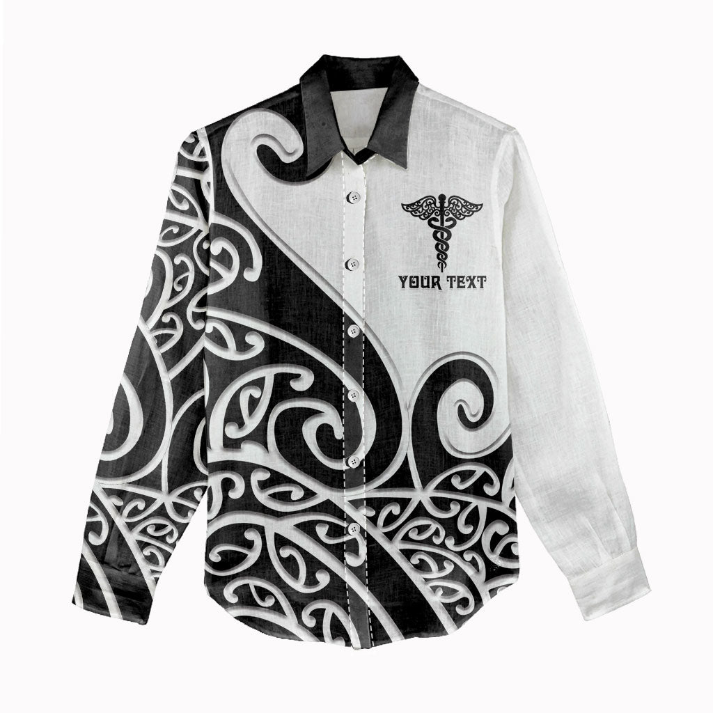 Personalised New Zealand Nurse Women Casual Shirt Maori Koru Black Version LT05 - Polynesian Pride