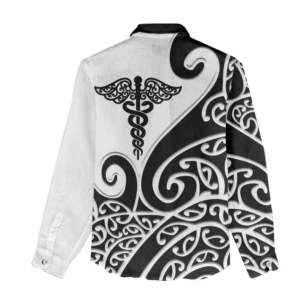 Personalised New Zealand Nurse Women Casual Shirt Maori Koru Black Version LT05 - Polynesian Pride