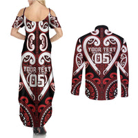 Custom Aotearoa Ngapuhi Couples Matching Summer Maxi Dress and Long Sleeve Button Shirt Maori Tribal Pattern