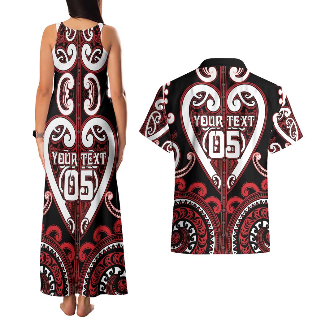 Custom Aotearoa Ngapuhi Couples Matching Tank Maxi Dress and Hawaiian Shirt Maori Tribal Pattern