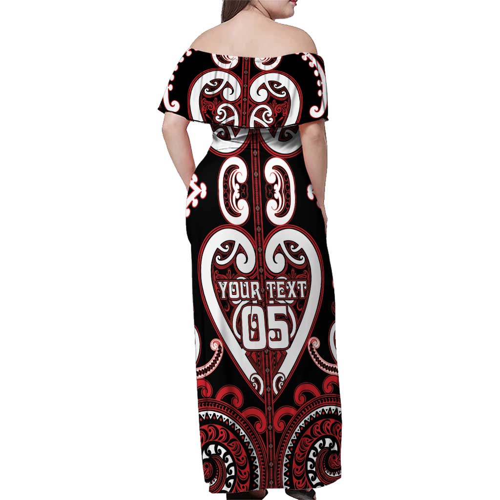 Custom Aotearoa Ngapuhi Family Matching Off Shoulder Maxi Dress and Hawaiian Shirt Maori Tribal Pattern