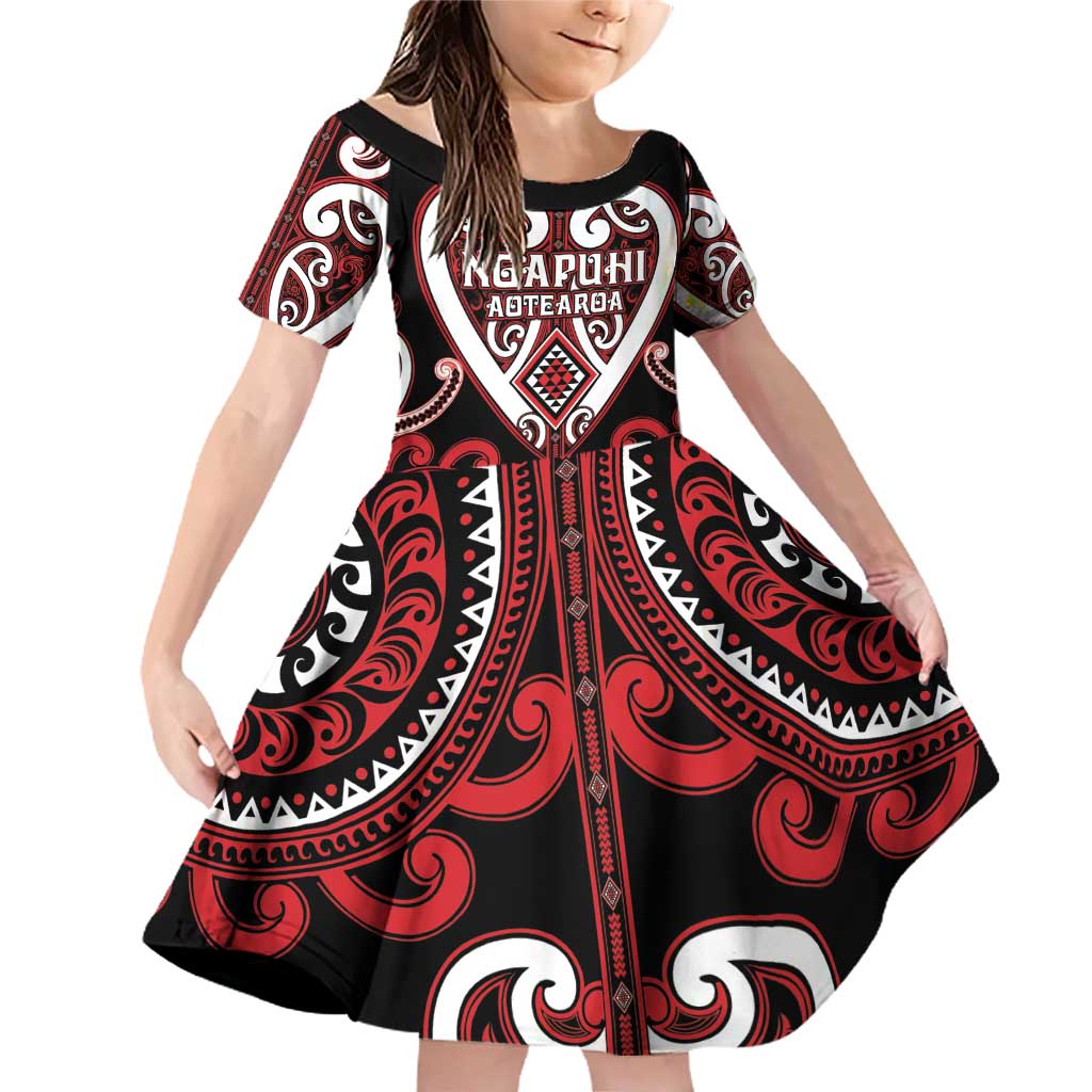 Custom Aotearoa Ngapuhi Family Matching Off Shoulder Short Dress and Hawaiian Shirt Maori Tribal Pattern