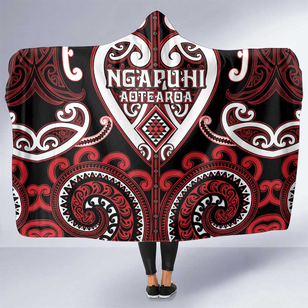 Aotearoa Ngapuhi Hooded Blanket Maori Tribal Pattern