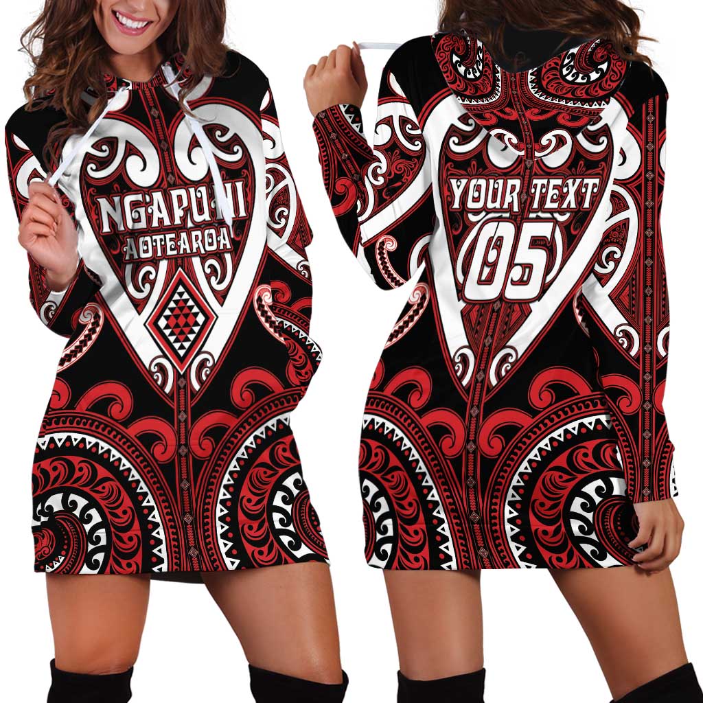 Custom Aotearoa Ngapuhi Hoodie Dress Maori Tribal Pattern