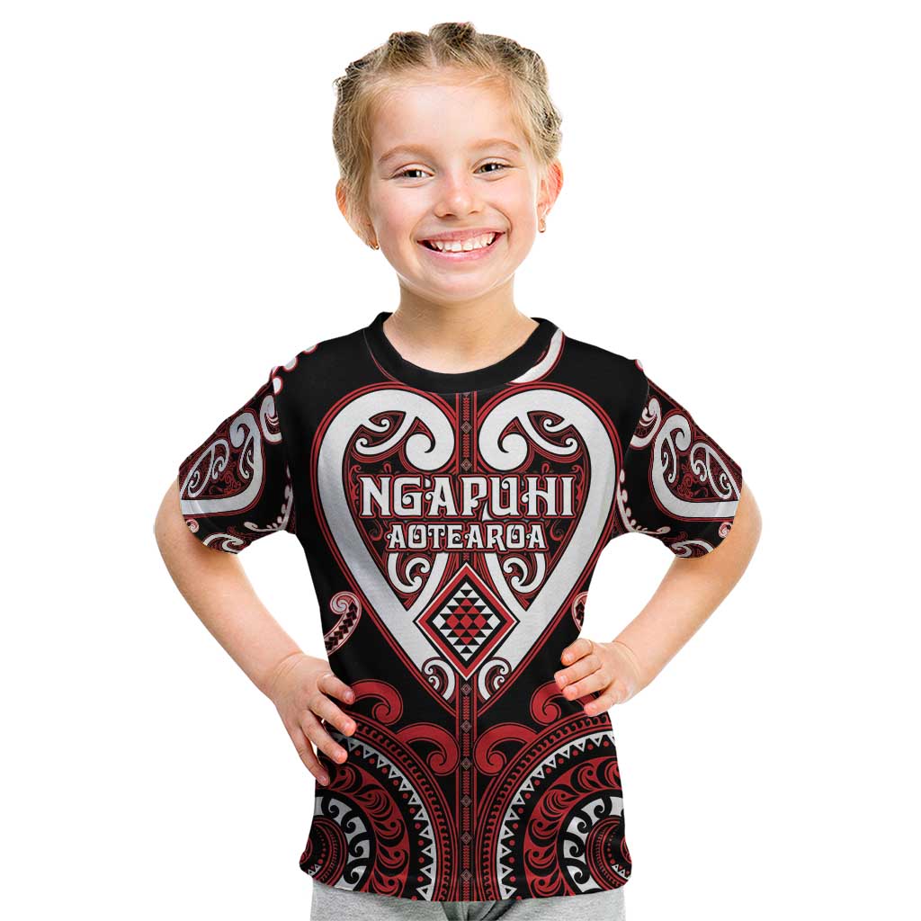 Custom Aotearoa Ngapuhi Kid T Shirt Maori Tribal Pattern