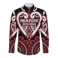 Custom Aotearoa Ngapuhi Long Sleeve Button Shirt Maori Tribal Pattern