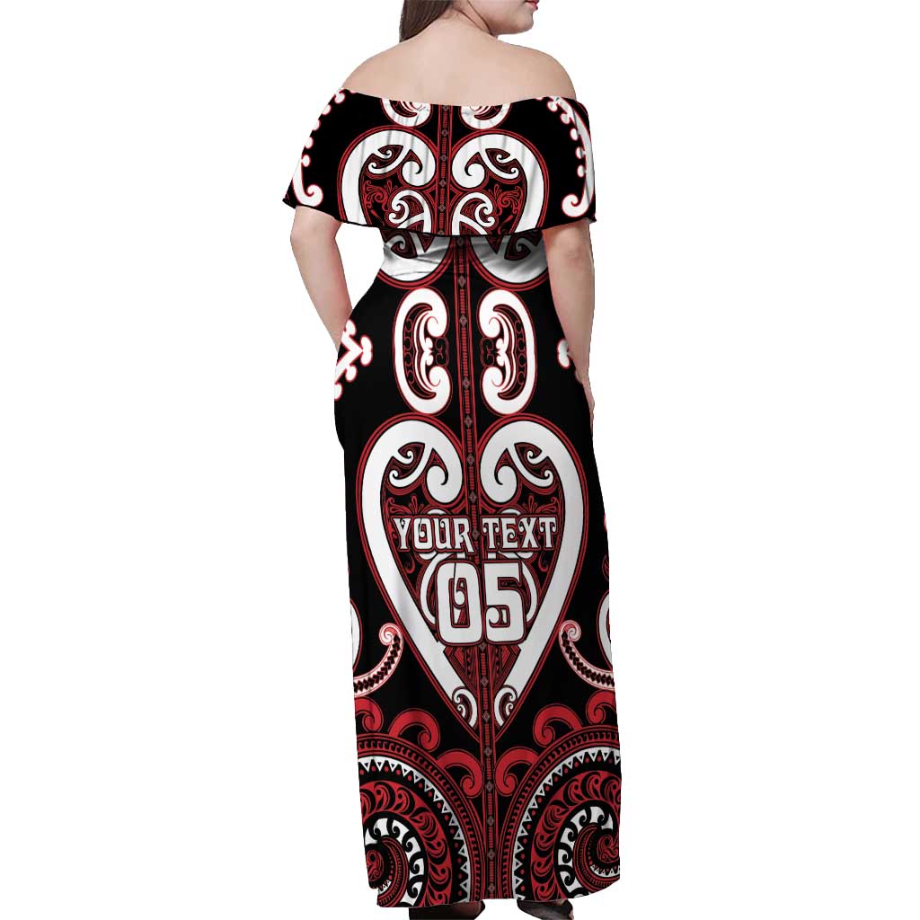 Custom Aotearoa Ngapuhi Off Shoulder Maxi Dress Maori Tribal Pattern