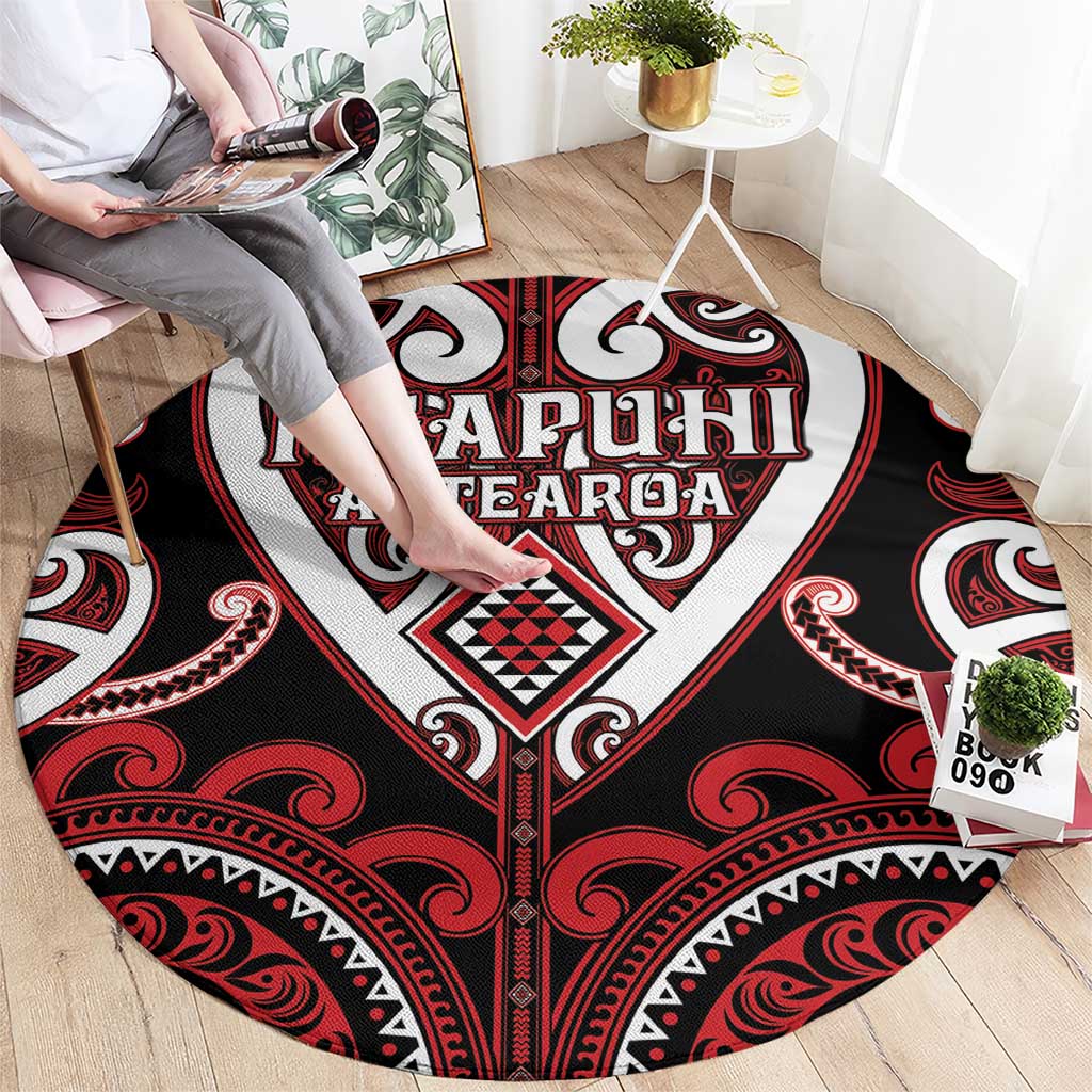 Aotearoa Ngapuhi Round Carpet Maori Tribal Pattern