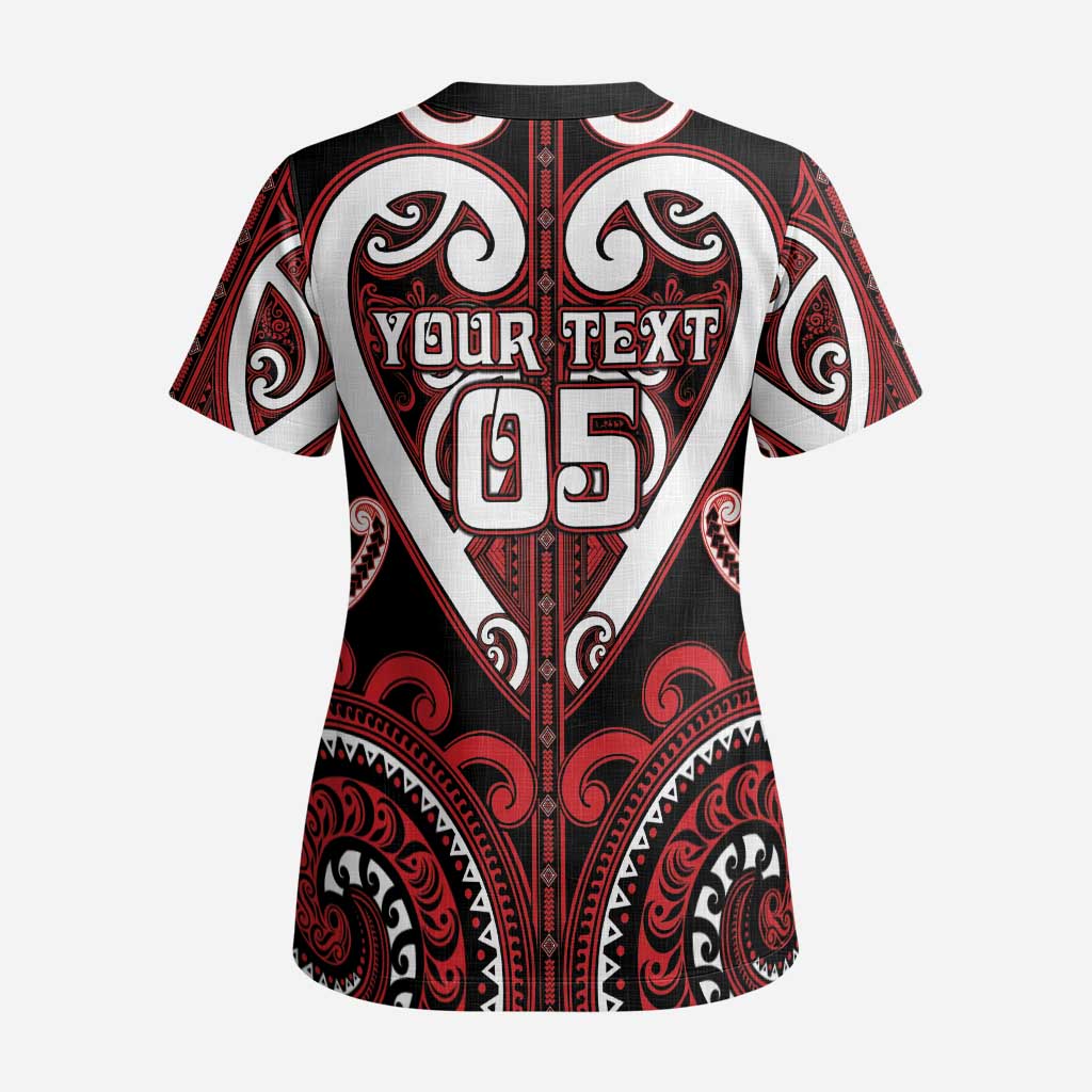 Custom Aotearoa Ngapuhi Scrub Top Maori Tribal Pattern - Polynesian Pride