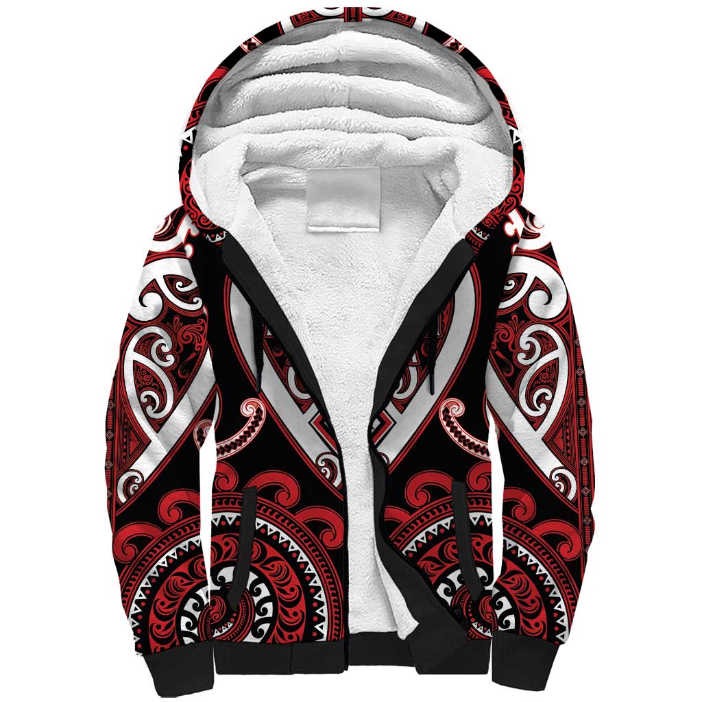 Custom Aotearoa Ngapuhi Sherpa Hoodie Maori Tribal Pattern