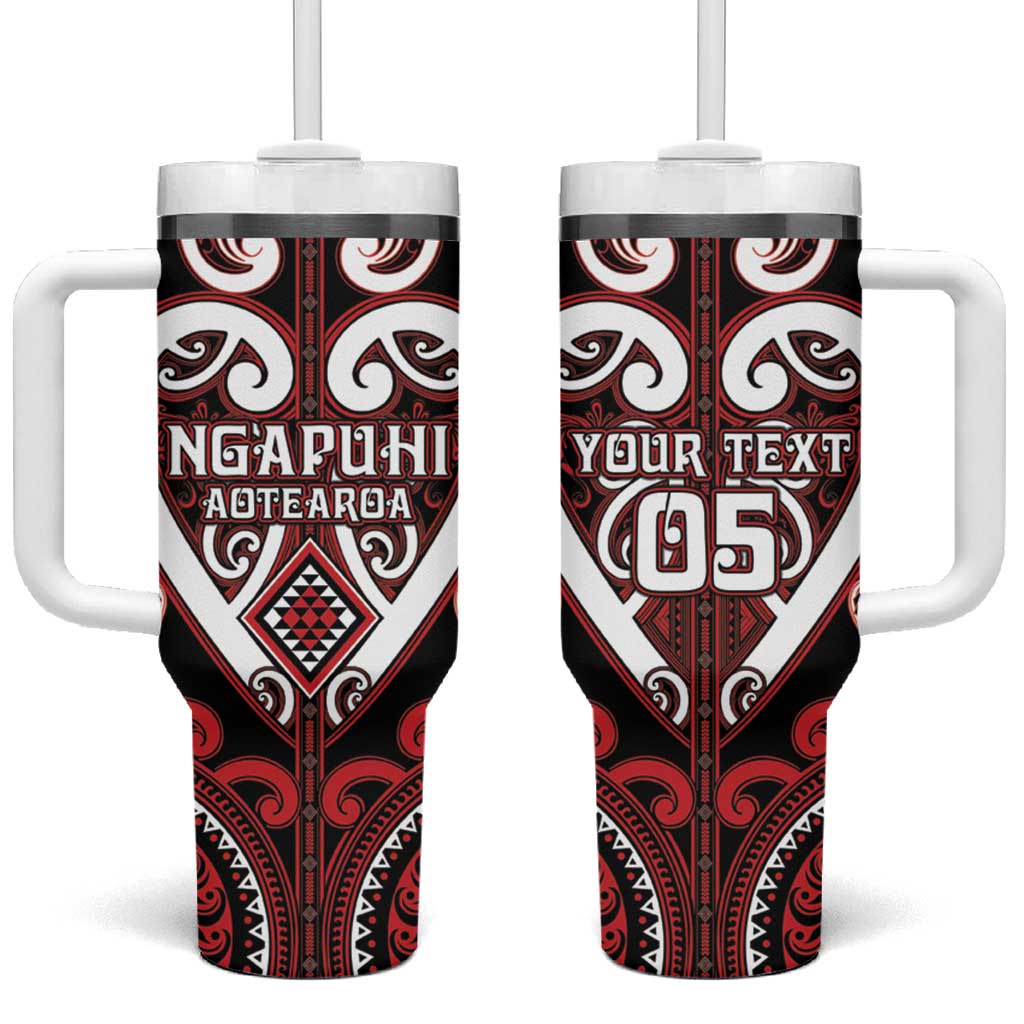 Custom Aotearoa Ngapuhi Tumbler With Handle Maori Tribal Pattern LT05 One Size: 40 oz Red - Polynesian Pride