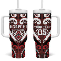 Custom Aotearoa Ngapuhi Tumbler With Handle Maori Tribal Pattern LT05 One Size: 40 oz Red - Polynesian Pride
