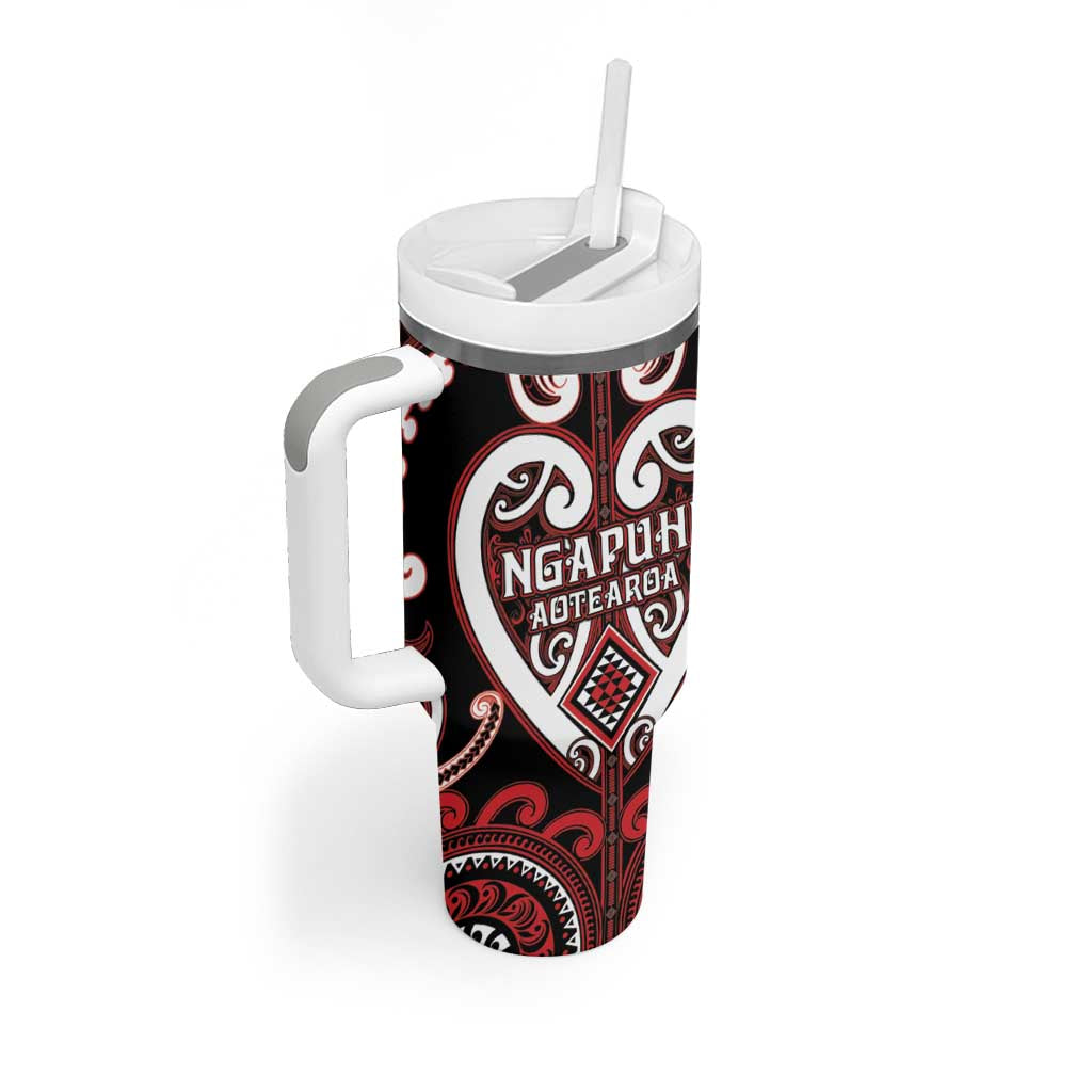 Custom Aotearoa Ngapuhi Tumbler With Handle Maori Tribal Pattern LT05 - Polynesian Pride