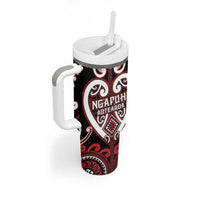 Custom Aotearoa Ngapuhi Tumbler With Handle Maori Tribal Pattern LT05 - Polynesian Pride