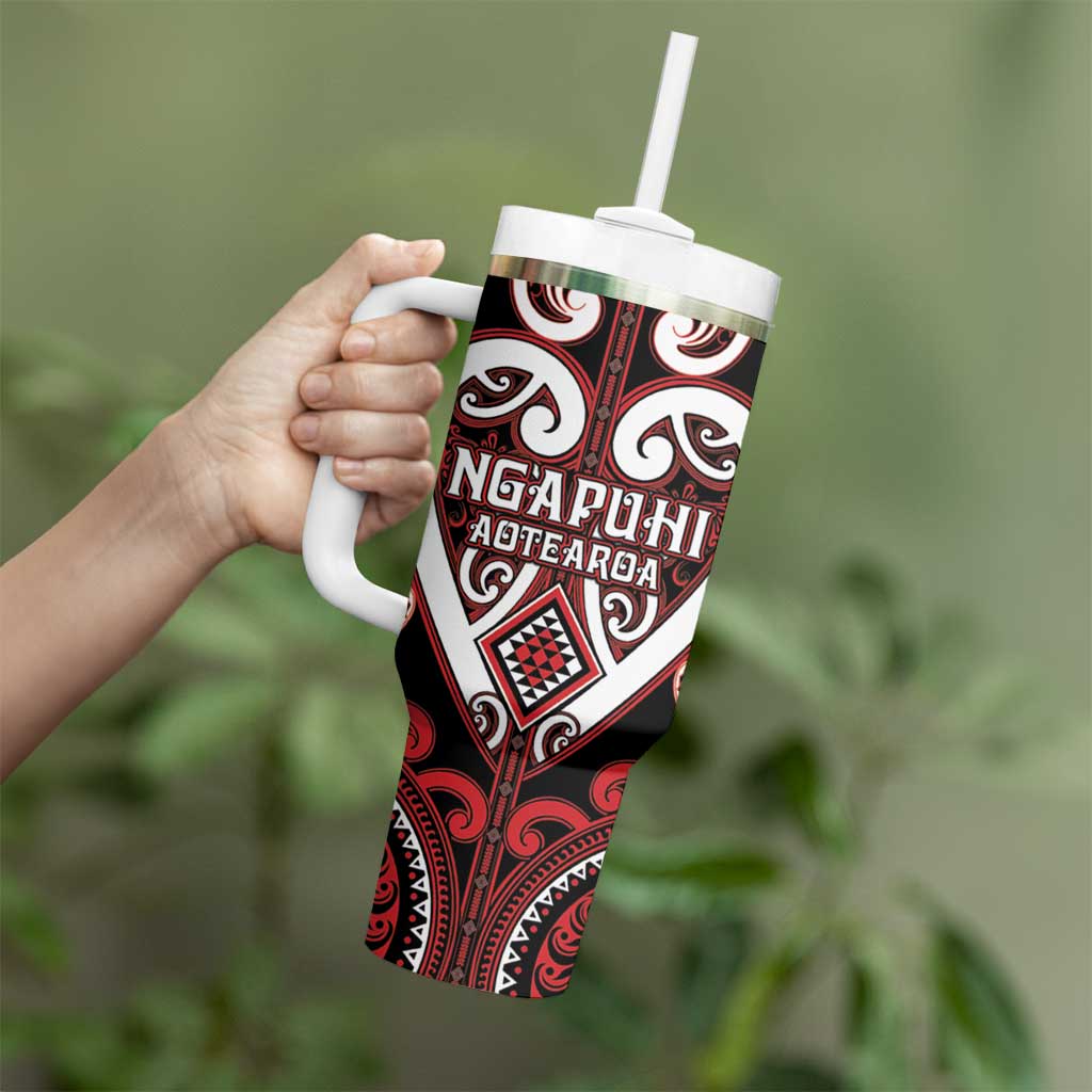 Custom Aotearoa Ngapuhi Tumbler With Handle Maori Tribal Pattern LT05 - Polynesian Pride