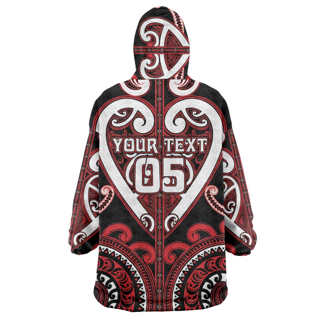 Custom Aotearoa Ngapuhi Wearable Blanket Hoodie Maori Tribal Pattern