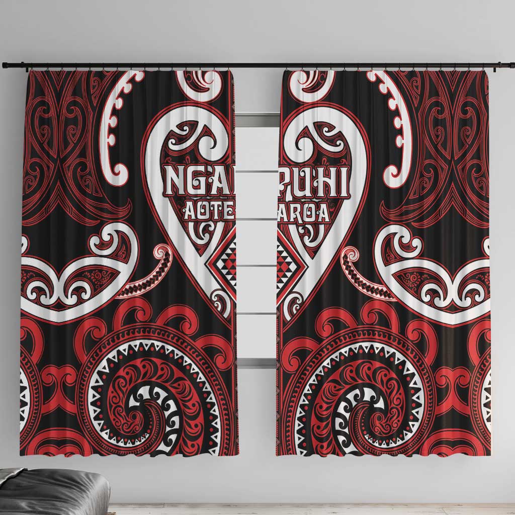 Aotearoa Ngapuhi Window Curtain Maori Tribal Pattern LT05 With Hooks Red - Polynesian Pride