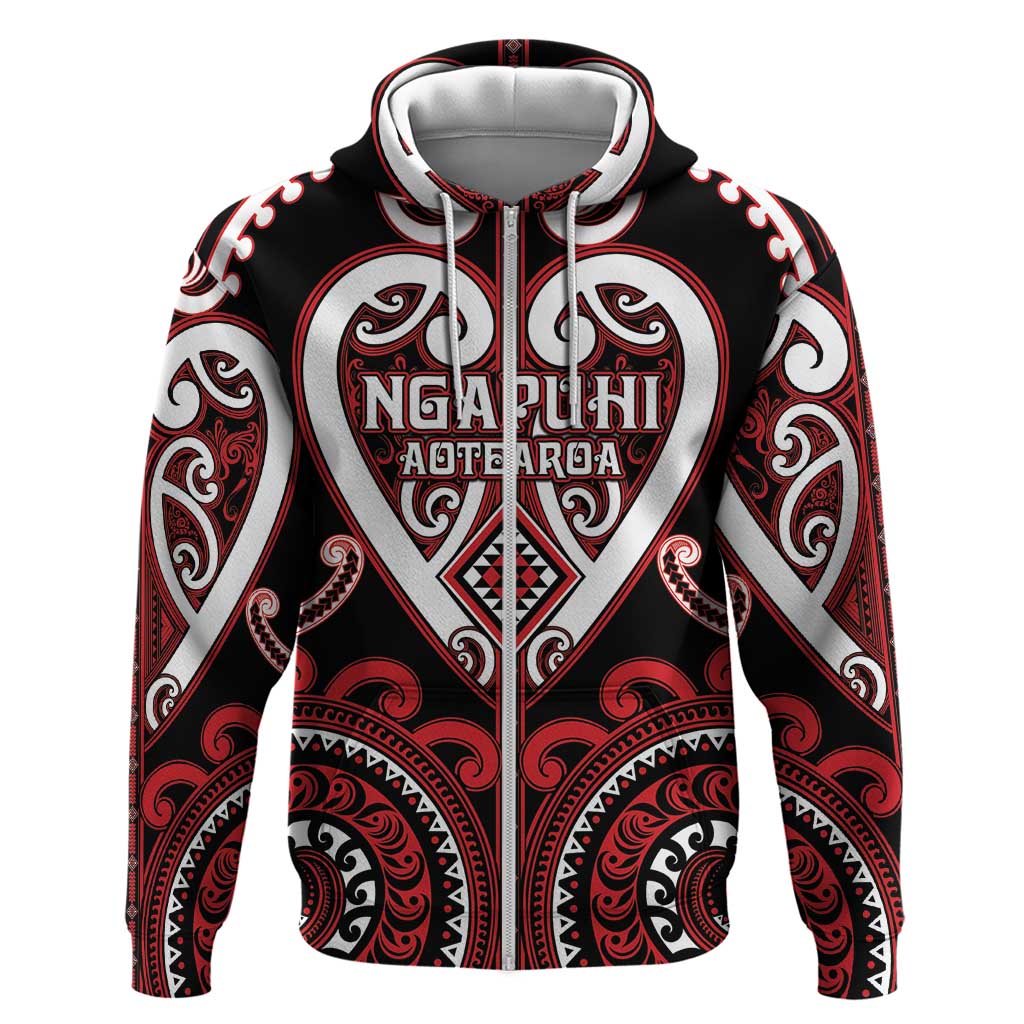 Custom Aotearoa Ngapuhi Zip Hoodie Maori Tribal Pattern