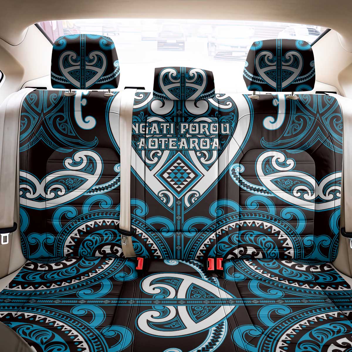 Aotearoa Ngati Porou Back Car Seat Cover Maori Tribal Pattern