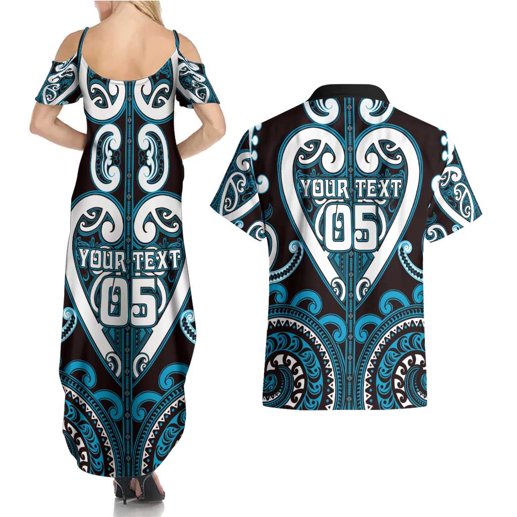 Custom Aotearoa Ngati Porou Couples Matching Summer Maxi Dress and Hawaiian Shirt Maori Tribal Pattern