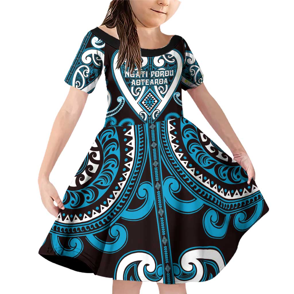 Custom Aotearoa Ngati Porou Family Matching Off Shoulder Short Dress and Hawaiian Shirt Maori Tribal Pattern
